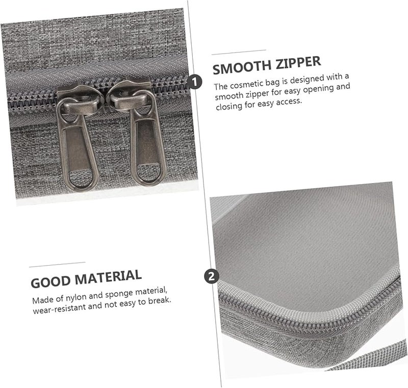 Mini Portable Makeup Suitcase Travel Cosmetic Organizer Case Lightweight Toiletry Bag Gray - Image 5